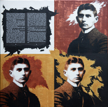 Peinture intitulée "Kafka Alchimique" par Mat Elbé, Œuvre d'art originale, Pochoir Monté sur Châssis en bois