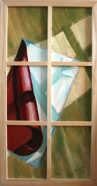 Painting titled "windowwithbook.jpg" by Mat Van Dillen, Original Artwork