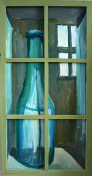 Painting titled "windowwithbottle.jpg" by Mat Van Dillen, Original Artwork