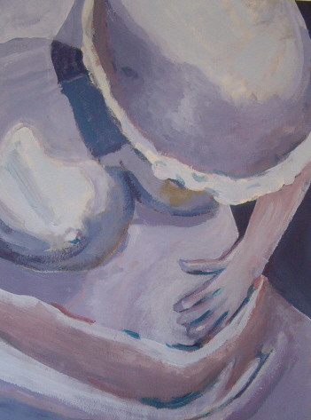 Schilderij getiteld "Pregnant women" door Mat Van Dillen, Origineel Kunstwerk