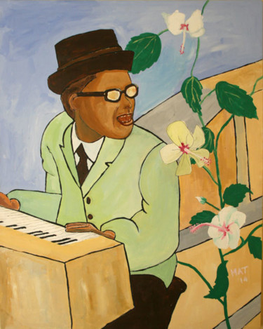 Painting titled "pianoman" by Mat Van Dillen, Original Artwork, Acrylic