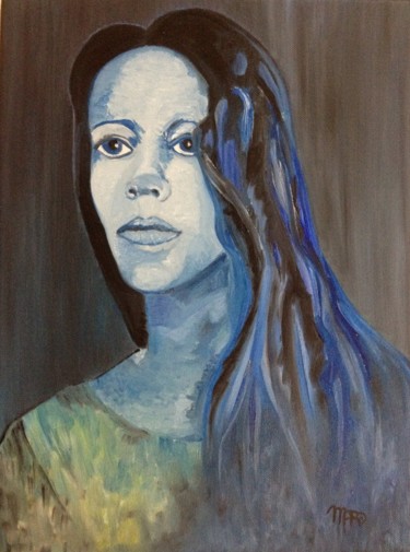 Peinture intitulée "Bleu 2" par Mata Maro, Œuvre d'art originale, Huile