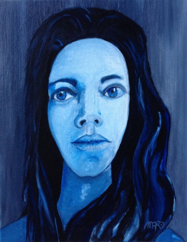 Painting titled "Bleu 3" by Mata Maro, Original Artwork, Oil