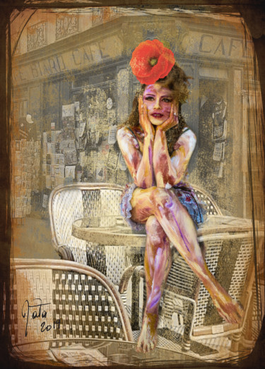Arts numériques intitulée ""Reine de musette "" par Mata, Œuvre d'art originale, Photo montage