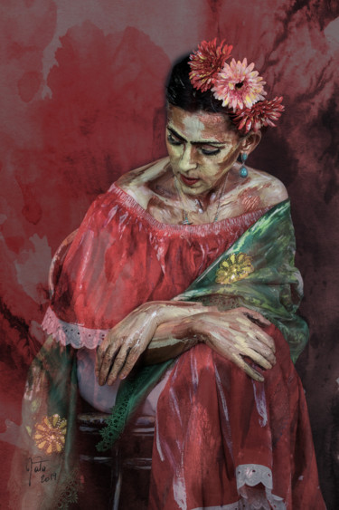 Photographie intitulée "Frida Kahlo" par Mata, Œuvre d'art originale, Photographie manipulée