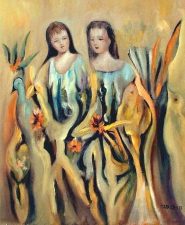 Peinture intitulée "jeunes filles" par Abderrahmane Abdelrafie Matallah, Œuvre d'art originale