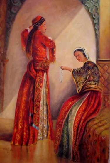 Peinture intitulée "femmes orientales" par Abderrahmane Abdelrafie Matallah, Œuvre d'art originale