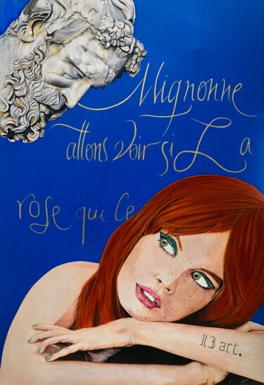 Painting titled "Mignonne allons voi…" by Mate13, Original Artwork, Acrylic Mounted on Cardboard