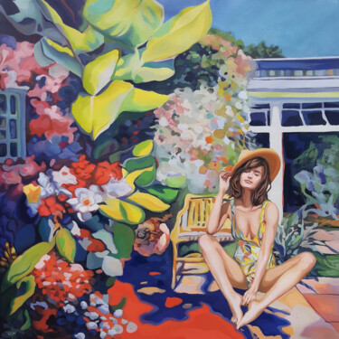 Painting titled "Summer in Eve's gar…" by Gabriel Cristian Matei, Original Artwork, Oil