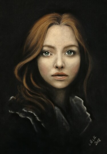 Painting titled "Beautiful girl - or…" by Mateja Marinko, Original Artwork, Pastel