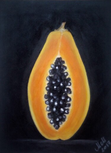 Ζωγραφική με τίτλο "Papaya painting - o…" από Mateja Marinko, Αυθεντικά έργα τέχνης, Λάδι