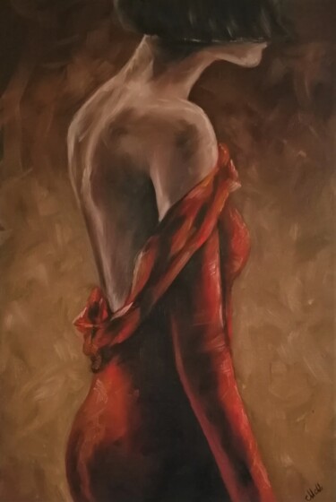 Painting titled "Beauty in red - ori…" by Mateja Marinko, Original Artwork, Oil Mounted on Wood Stretcher frame
