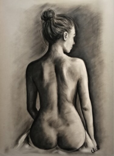 Drawing titled "Naked woman figure…" by Mateja Marinko, Original Artwork, Pastel