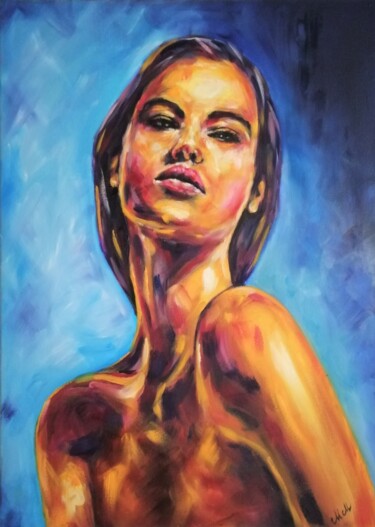 Painting titled "Beauty in the Sun" by Mateja Marinko, Original Artwork, Oil