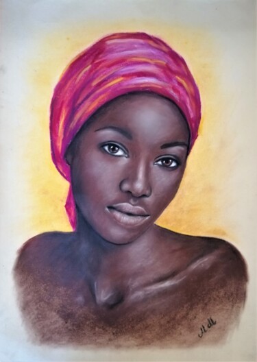 Disegno intitolato "African girl - orig…" da Mateja Marinko, Opera d'arte originale, Pastello