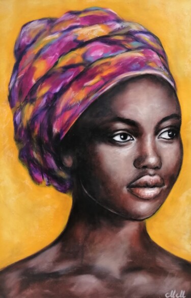 Painting titled "African woman - ori…" by Mateja Marinko, Original Artwork, Oil