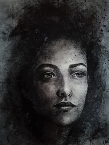 Картина под названием "Original black and…" - Mateja Marinko, Подлинное произведение искусства, Древесный уголь