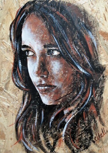 Картина под названием "Beautiful woman - a…" - Mateja Marinko, Подлинное произведение искусства, Акрил