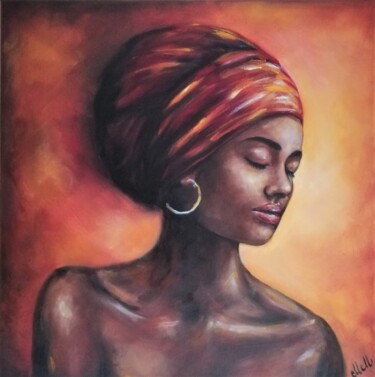 Painting titled "Afro American wall…" by Mateja Marinko, Original Artwork, Oil