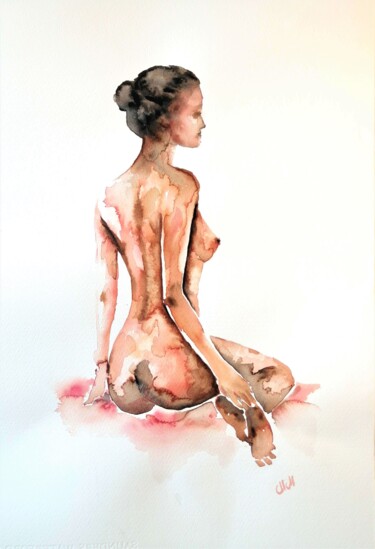Malerei mit dem Titel "Woman's beauty - or…" von Mateja Marinko, Original-Kunstwerk, Aquarell