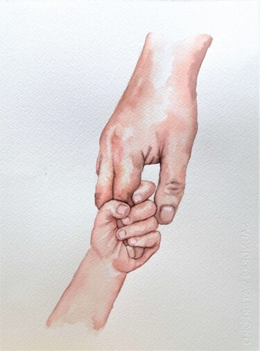 Pintura intitulada "Holding Hands II" por Mateja Marinko, Obras de arte originais, Aquarela