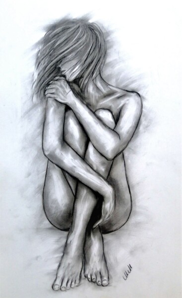 Tekening getiteld "Mysterious woman II" door Mateja Marinko, Origineel Kunstwerk, Houtskool