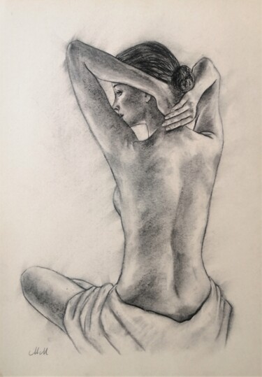 Desenho intitulada "Mysterious woman V" por Mateja Marinko, Obras de arte originais, Carvão