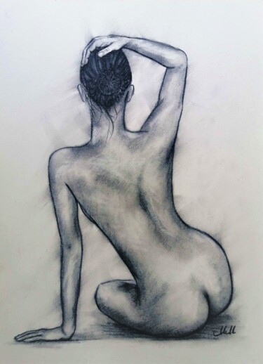 Peinture intitulée "Female beauty VII" par Mateja Marinko, Œuvre d'art originale, Fusain