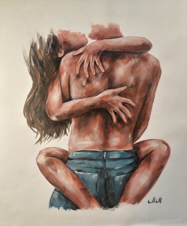 Картина под названием "Lovers embrace II" - Mateja Marinko, Подлинное произведение искусства, Акрил
