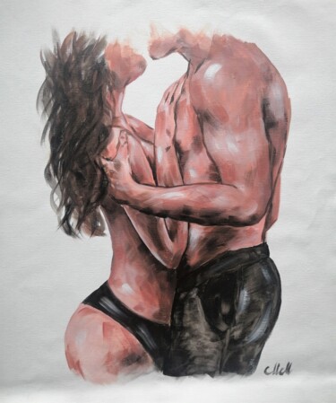 Painting titled "Lovers embrace III" by Mateja Marinko, Original Artwork, Acrylic
