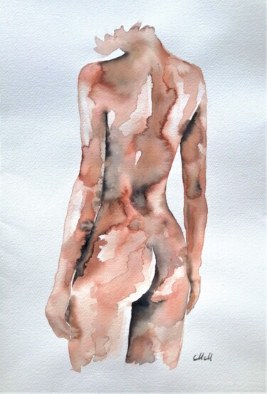 Malerei mit dem Titel "Naked female beauty" von Mateja Marinko, Original-Kunstwerk, Aquarell