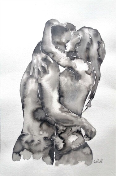 Картина под названием "Lovers VI" - Mateja Marinko, Подлинное произведение искусства, Чернила