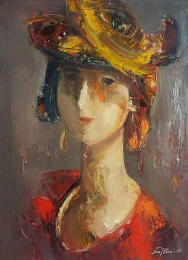 Painting titled "Girl portrait(oil p…" by Mateos Sargsyan, Original Artwork, Oil