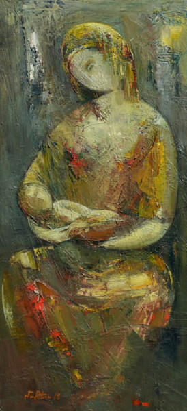 Painting titled "Maternity 33x70cm,…" by Mateos Sargsyan, Original Artwork, Oil