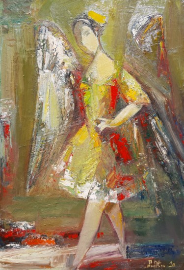 Painting titled "Ballerina - Angel 4…" by Mateos Sargsyan, Original Artwork, Oil Mounted on Wood Stretcher frame