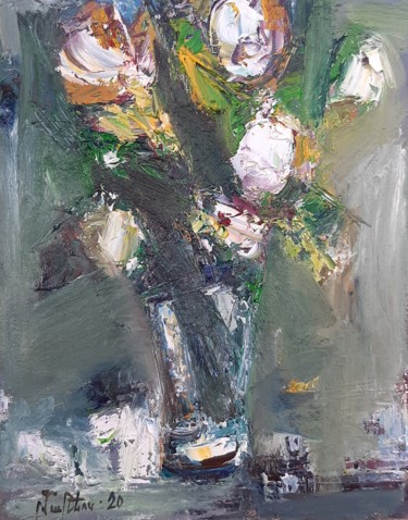 Картина под названием "Still life - flower…" - Mateos Sargsyan, Подлинное произведение искусства, Масло Установлен на Деревя…