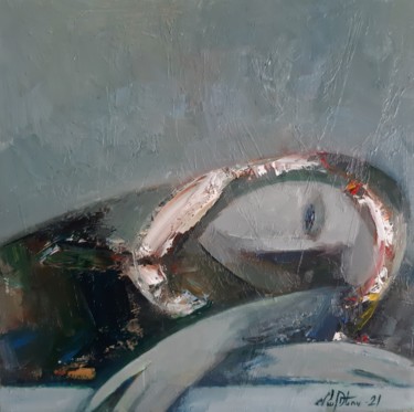 Painting titled "Sleeping (35x35cm,…" by Mateos Sargsyan, Original Artwork, Oil Mounted on Wood Stretcher frame