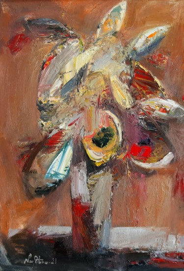 Pintura titulada "Abstract flowers-1…" por Mateos Sargsyan, Obra de arte original, Oleo Montado en Bastidor de camilla de ma…