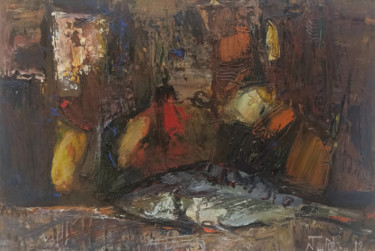 Pittura intitolato "Still life with fis…" da Mateos Sargsyan, Opera d'arte originale, Olio Montato su Telaio per barella in…