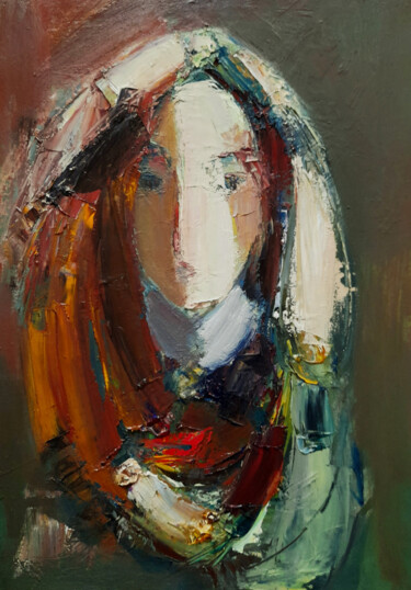 Pittura intitolato "Girl in the headsca…" da Mateos Sargsyan, Opera d'arte originale, Olio Montato su Telaio per barella in…