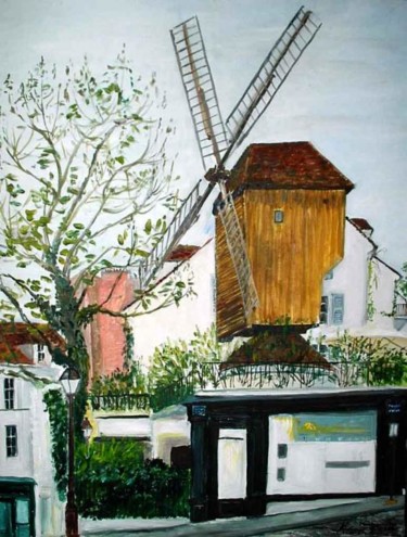 Painting titled "moulin de montmartre" by Mateos, Original Artwork