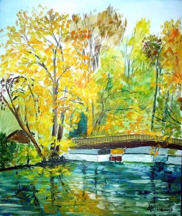 Painting titled "Pont de L'isle st C…" by Mateos, Original Artwork