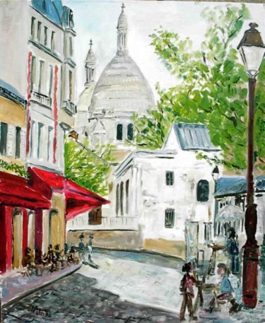 Painting titled "montmartre (place d…" by Mateos, Original Artwork
