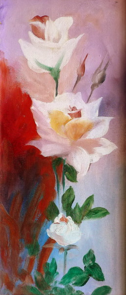 Pintura titulada "Dos rosas pincel" por Materia Y Arte, Obra de arte original, Oleo