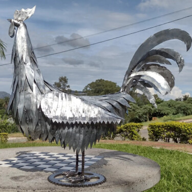 Skulptur mit dem Titel "Despertador Cantador" von Mateus Souza, Original-Kunstwerk, Metalle