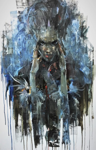 Malerei mit dem Titel "Wendigo" von Dmitrii Chaus, Original-Kunstwerk, Öl