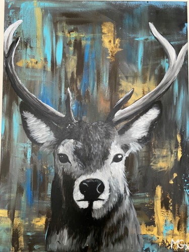 Painting titled "Cerf" by Mgx, Original Artwork, Acrylic