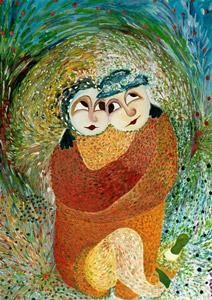 Peinture intitulée "AMOUREUX - IN LOVE" par Patricia Mathé, Œuvre d'art originale