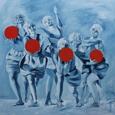 Schilderij getiteld "Blue dancers" door Mathew Halpin, Origineel Kunstwerk, Olie