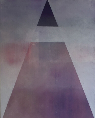 Painting titled "Triangle violet #5" by Mathia Pagani, Original Artwork, Oil Mounted on Wood Stretcher frame